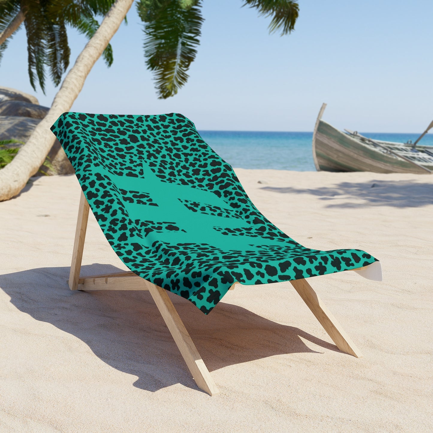 Harrison Heights' Beach Towel (Teal/Leopard)