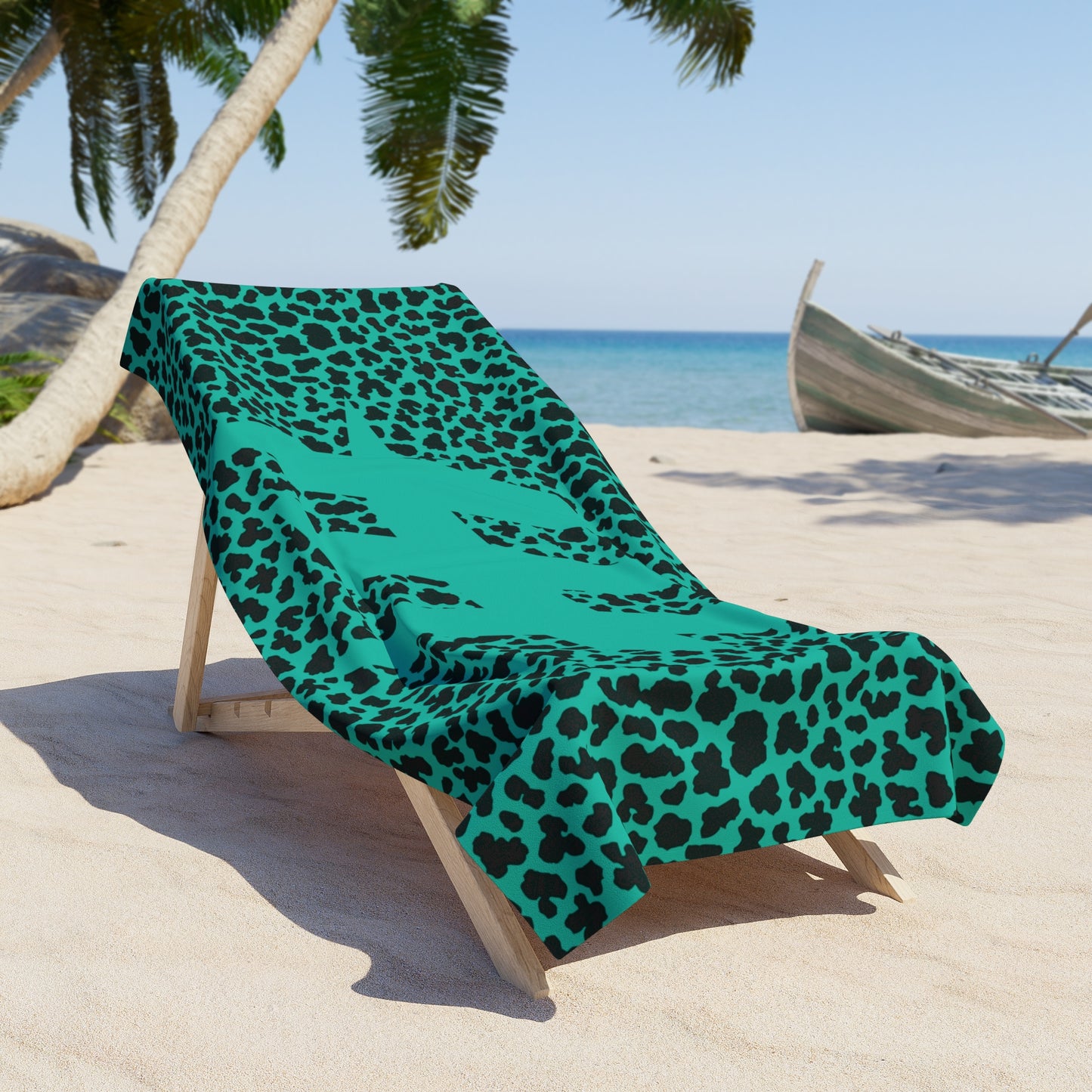 Harrison Heights' Beach Towel (Teal/Leopard)