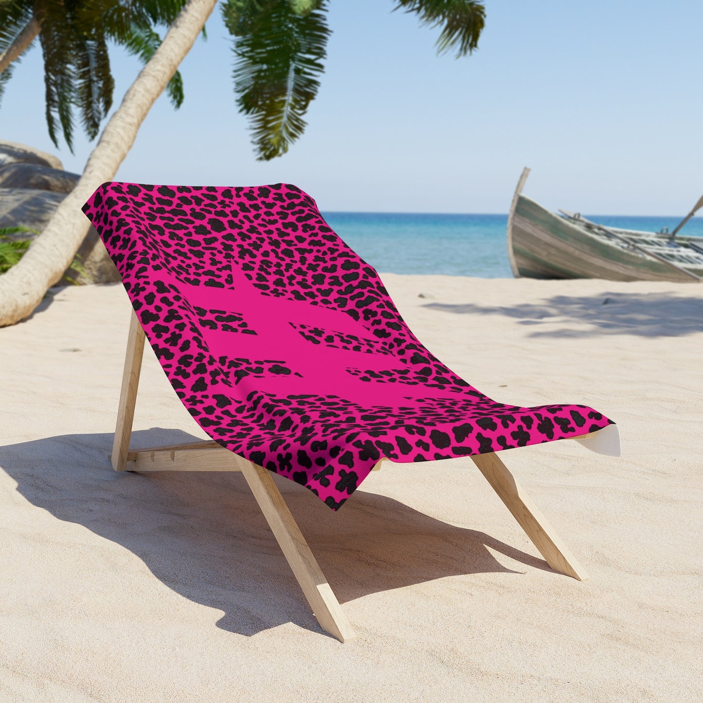 Harrison Heights' Beach Towel (Pink/Leopard)